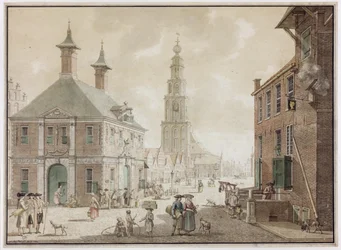 Grote Markt med veiehus og kro Het Gouden Hoofd